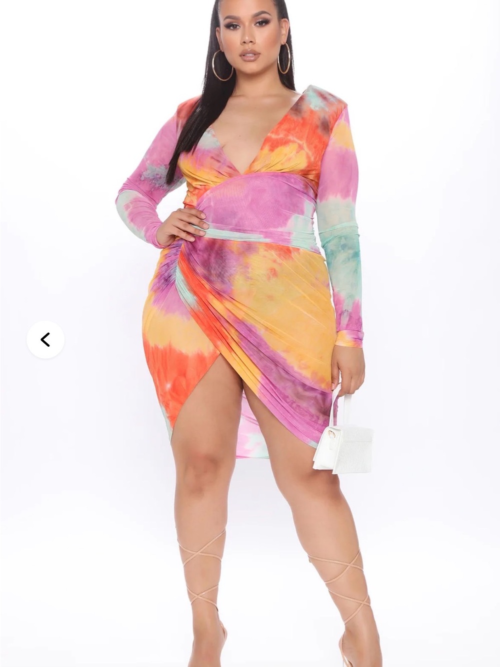 Fashion Nova Multicolor Tie-Dye Wrap Midi Bodysuit Dress - 3X